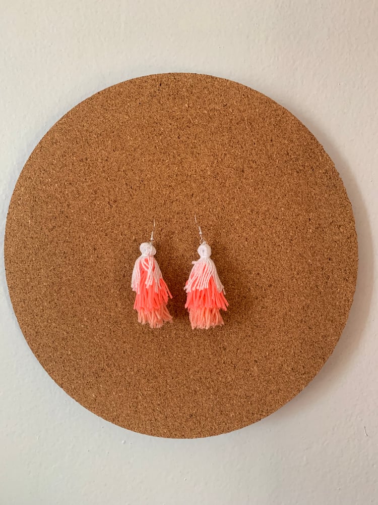 Image of Flamingo Layered Tassel Earrings