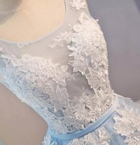 Image 3 of Lovely Blue Tulle Lace Applique Homecoming Dress, Short Prom Dress