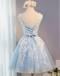 Image 2 of Lovely Blue Tulle Lace Applique Homecoming Dress, Short Prom Dress