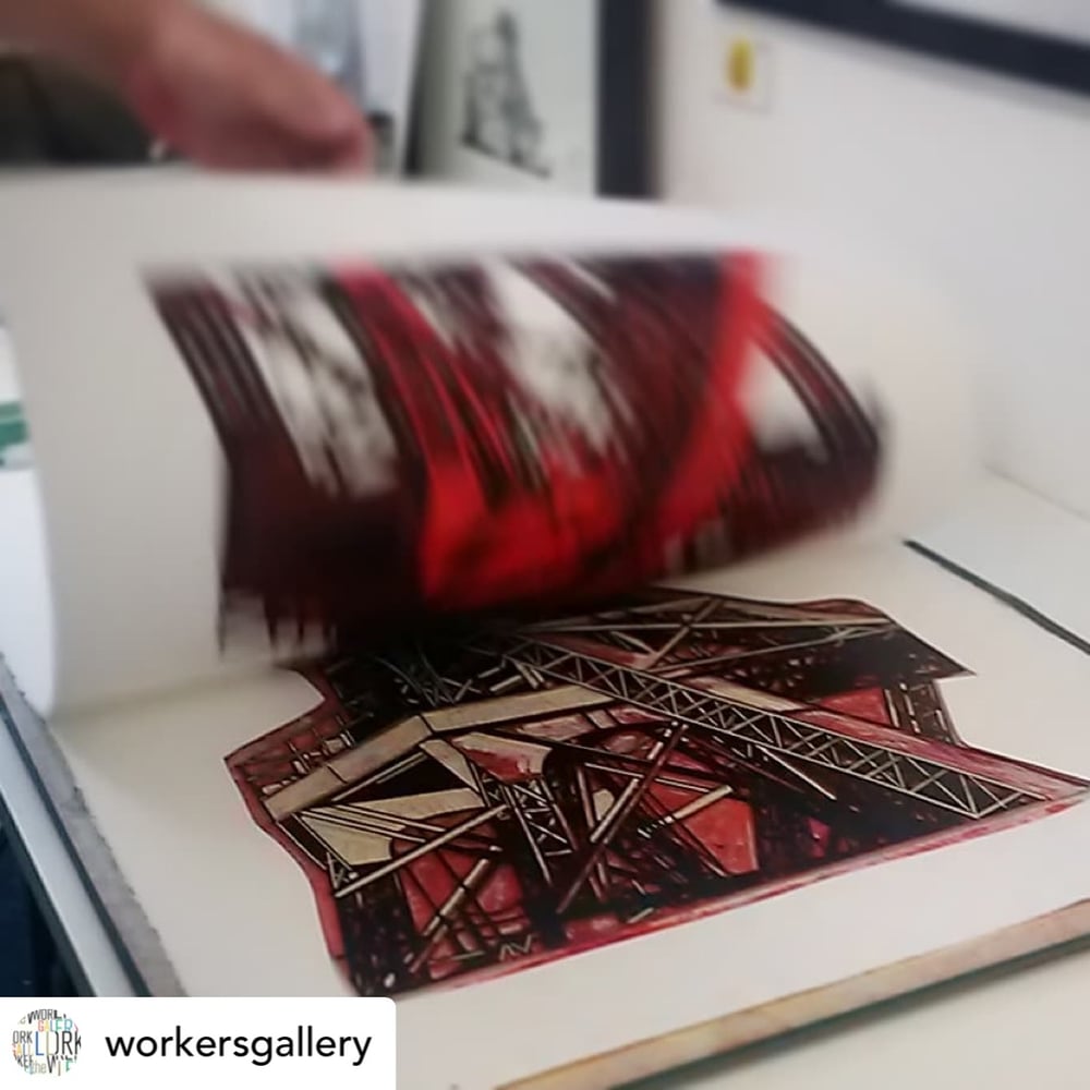 Lewis Merthyr Winding Gear 2 linocut print