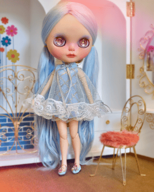 Image of LoungingLinda Blue Glitter Cape Mini Dress 