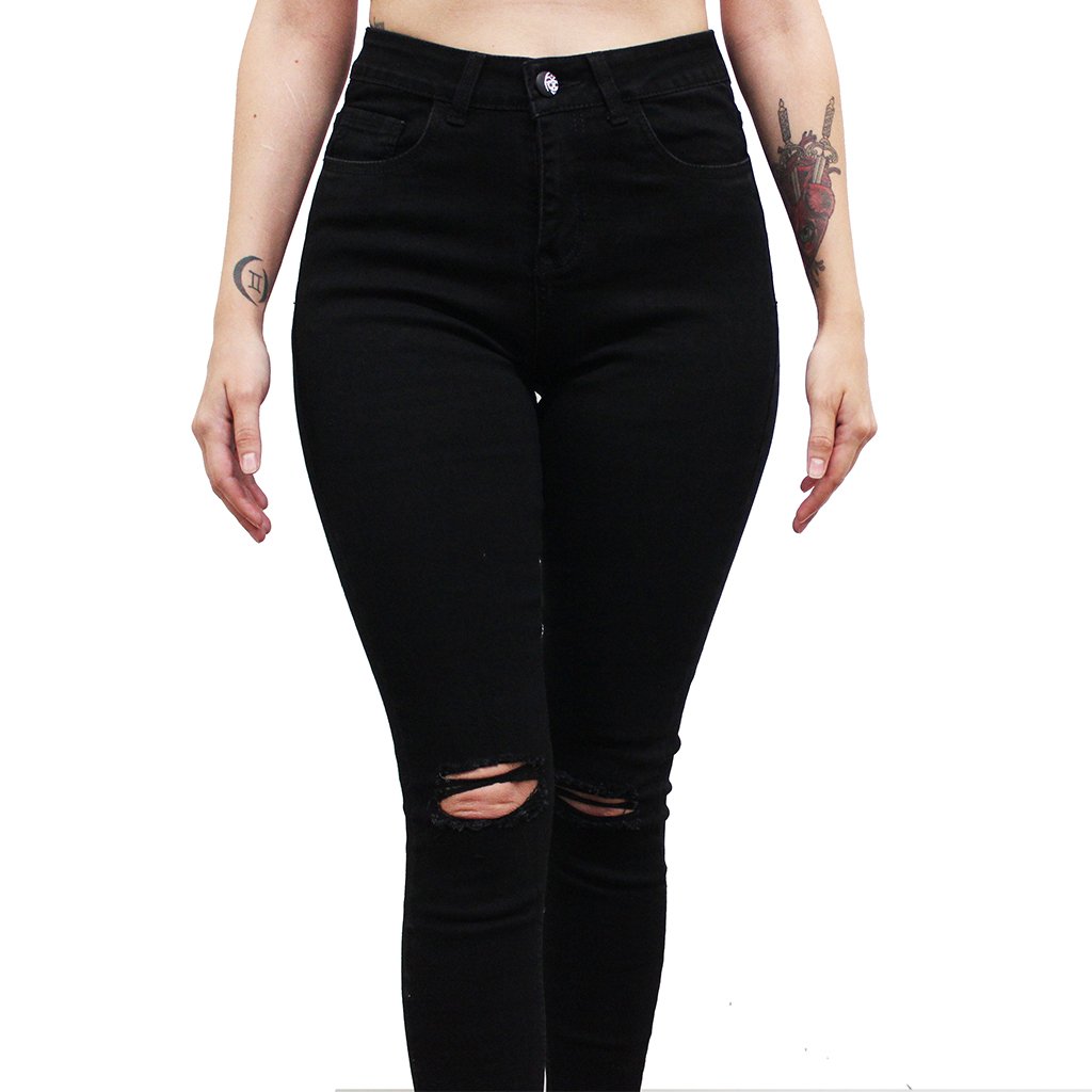 Knee cut black shops pant