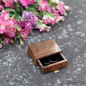 Image of Wedding ring holder, ring bearer box, wooden wedding ceremony box