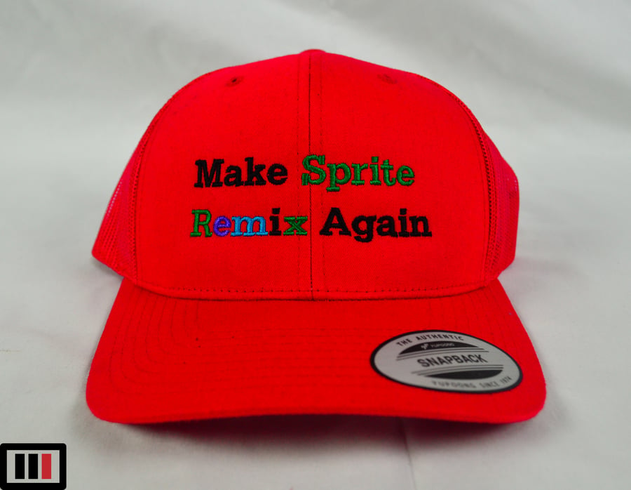 Image of Make Sprite Remix Again Trucker Hat ( Red/multi )