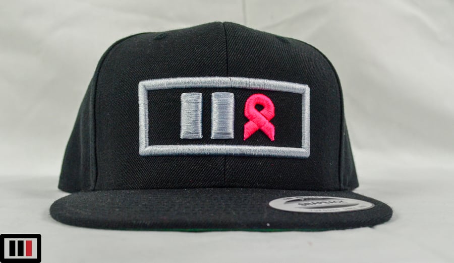 Image of Breast Cancer Awareness Black Snapback ( grey/pink )