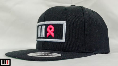 Image of Breast Cancer Awareness Black Snapback ( grey/pink )