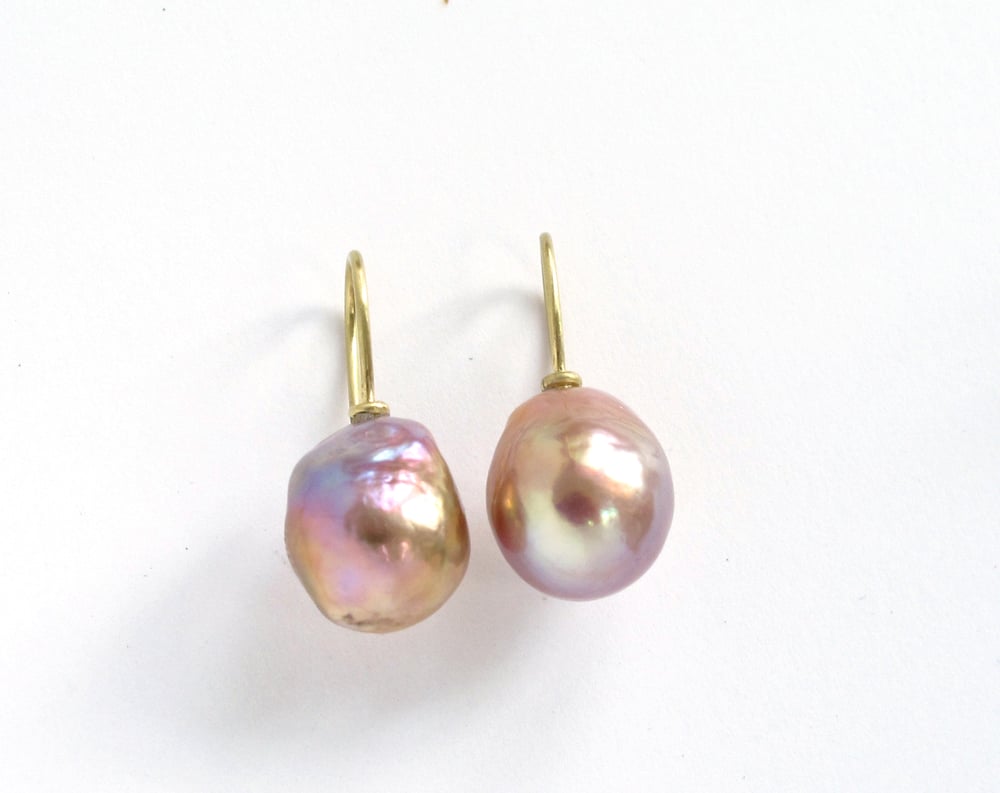 Image of Baroque  Freshwater Pearl Earrings Pink
