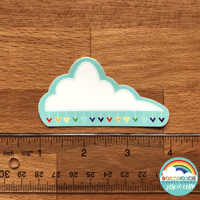 Image 1 of Large Cloud with Rainbow hearts Sticker