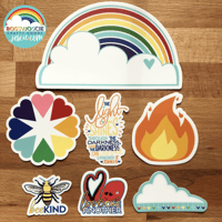 Image 2 of Large Cloud with Rainbow hearts Sticker