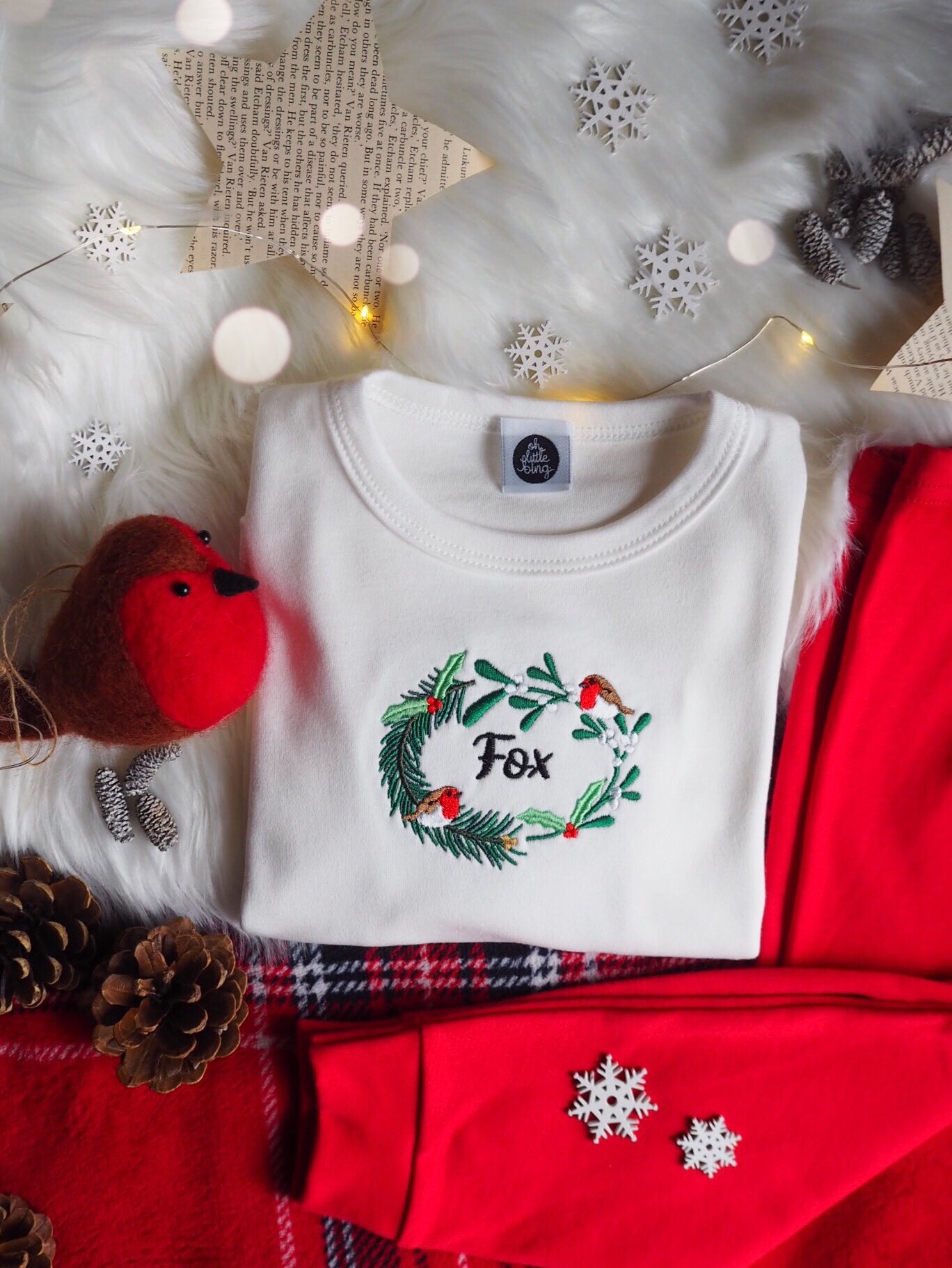 Image of When Robins Are Near - Cream and Red PJ's 