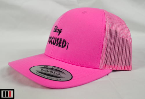 Image of [Stay Focused] Pink Trucker Hat ( black )