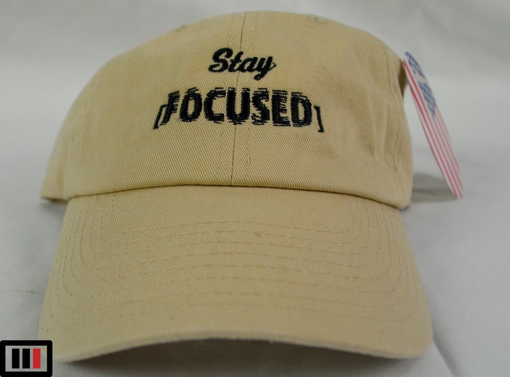 Image of [ Stay Focused ] Stone Dad Hat ( black )