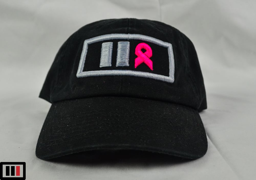 Image of Breast Cancer Awareness Dad Hat [ Black ] ( grey/pink )