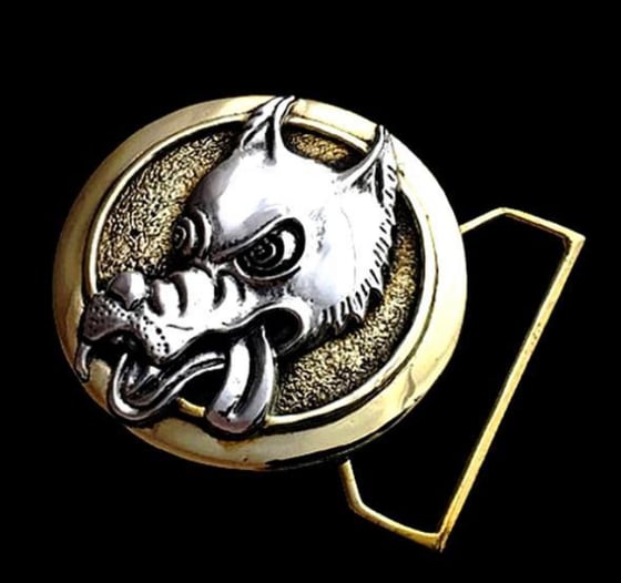 Image of Wolf Buckle Cast in Sterling Silver & Yellow Brass