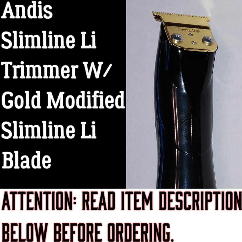 Image of (3 Week Delivery/High Order Volume) Black Andis Slimline Pro Li Trimmer W/Gold "Modified" Blade