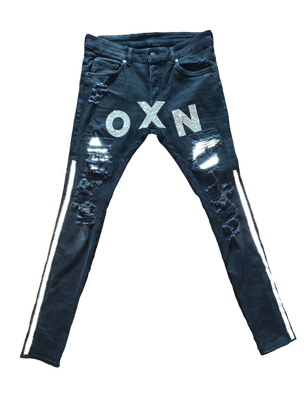 Black distressed OXN 3M denim