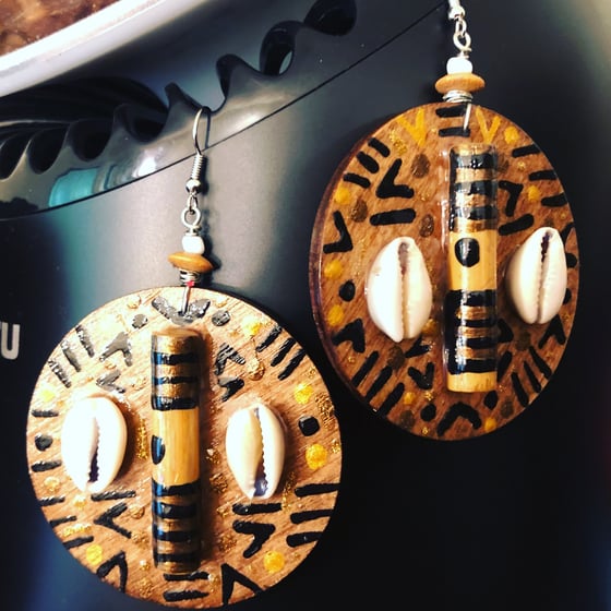 Image of Indigenous Afrocentric Art Earrings 2 Wearable Art (Ethnic Earrings) Shamans 