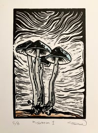 Mushroom Linocut