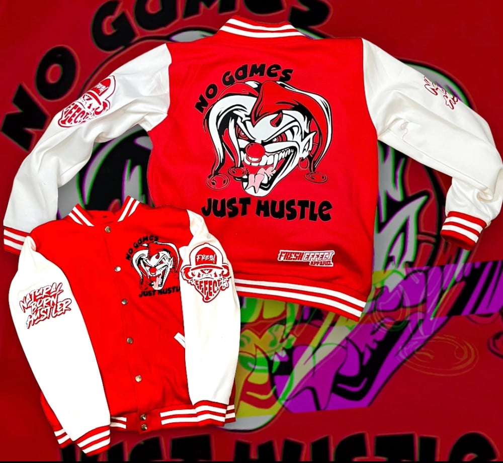 Image of No Games Just Hustle Letterman Jacket 