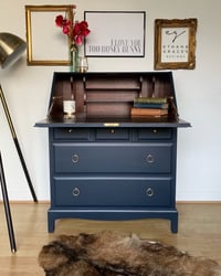 Image 5 of Stunning dark blue bureau desk with key