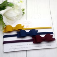 Image 2 of SET OF 3 Bows Mustard/Navy/Burgundy - Choice of Headbands or Clips