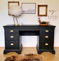 Image 2 of A beautiful black stag mahogany desk / dressing table.