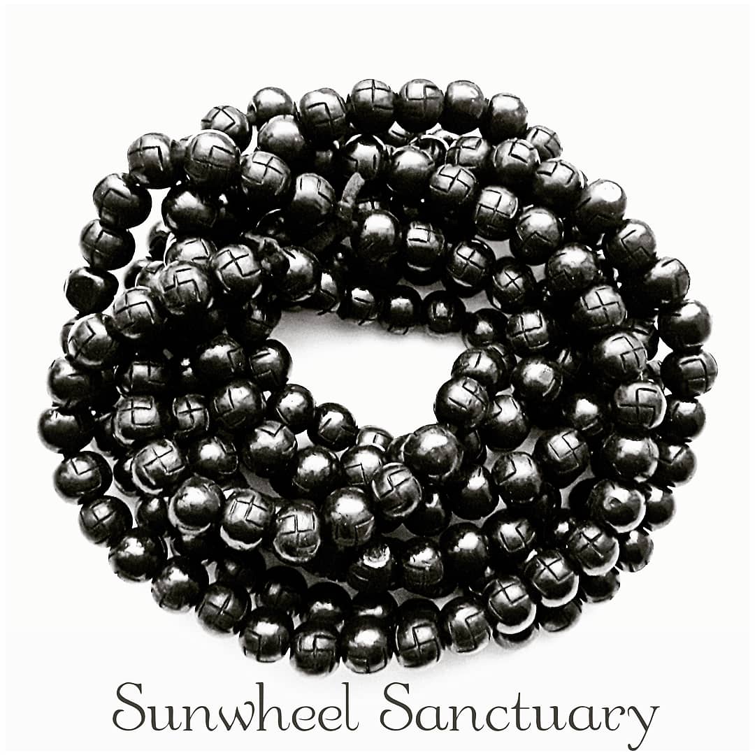 Image of Black on Black Swastika Meditation Mala