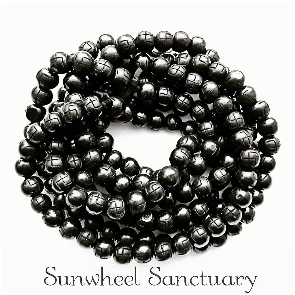 Image of Black on Black Swastika Meditation Mala 