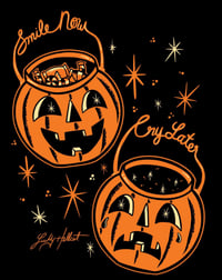Smile Now Cry Later Primitive Pumpkins 8x10 Signed Print 