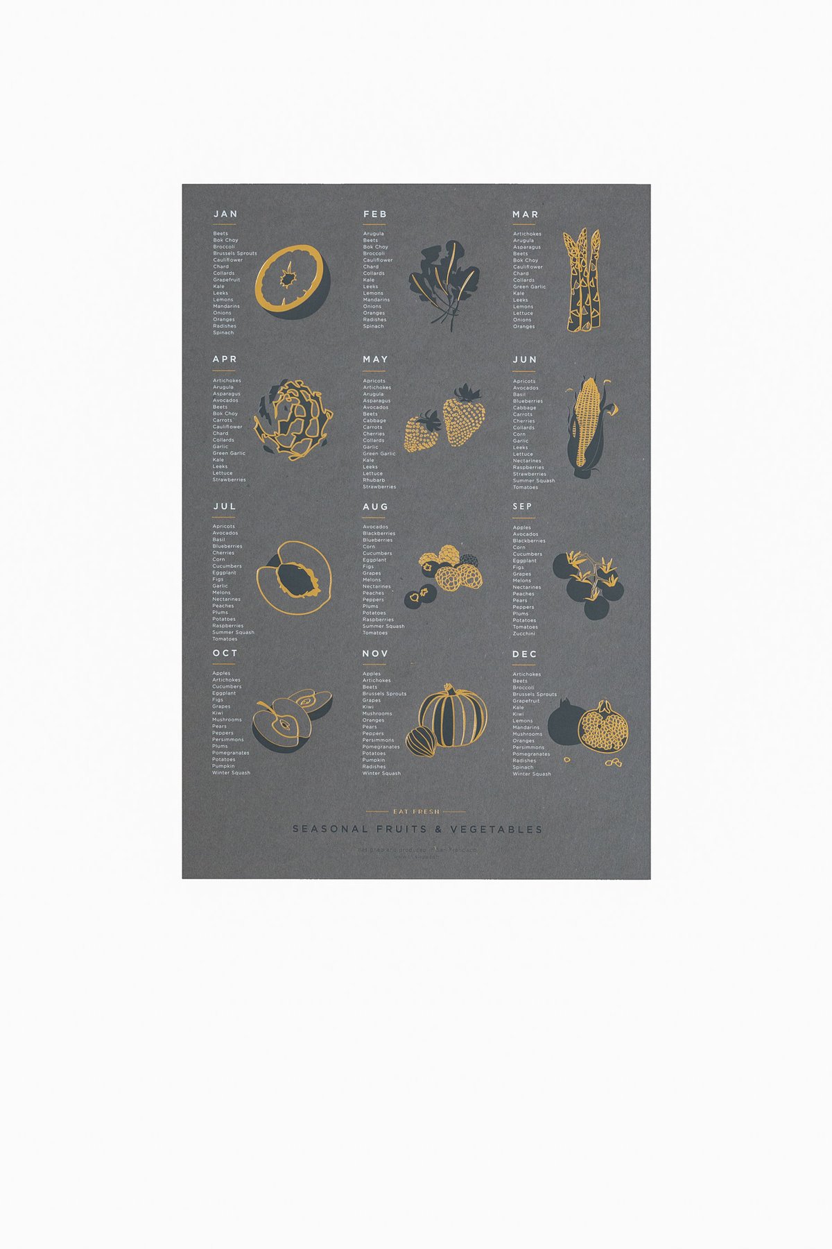 Image of Seasonal Fruit + Vegetable Letterpress Poster