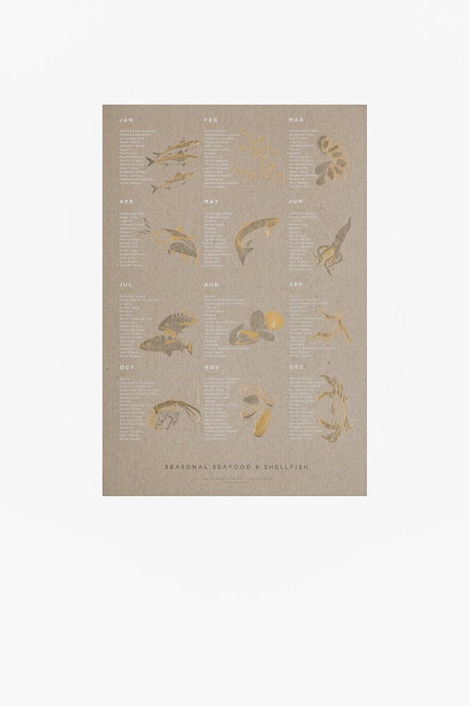 Image of Seasonal Seafood Letterpress Poster