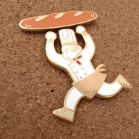 Image 2 of Chef and Baguette Enamel Pin Set