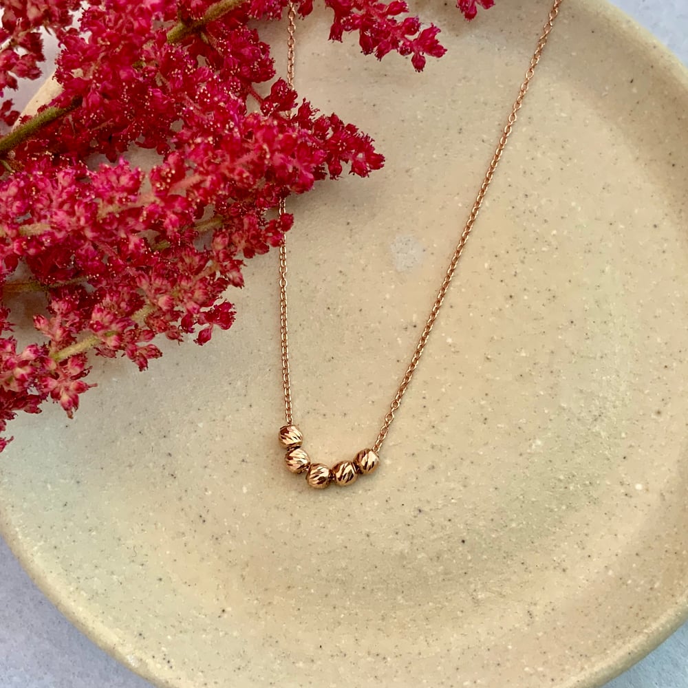 Image of 14k Rose Gold Etched Bead Slide Necklace