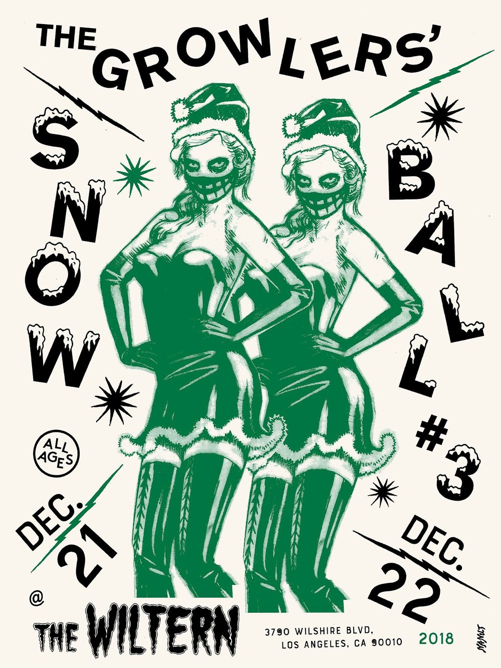 The Growlers Snow Ball #3 Poster, Green.