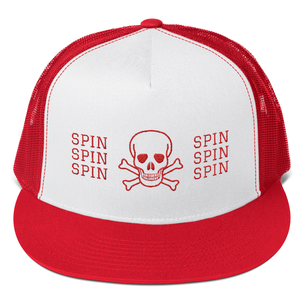 Image of SPIN Skull Trucker Hat Red