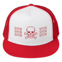SPIN Skull Trucker Hat Red