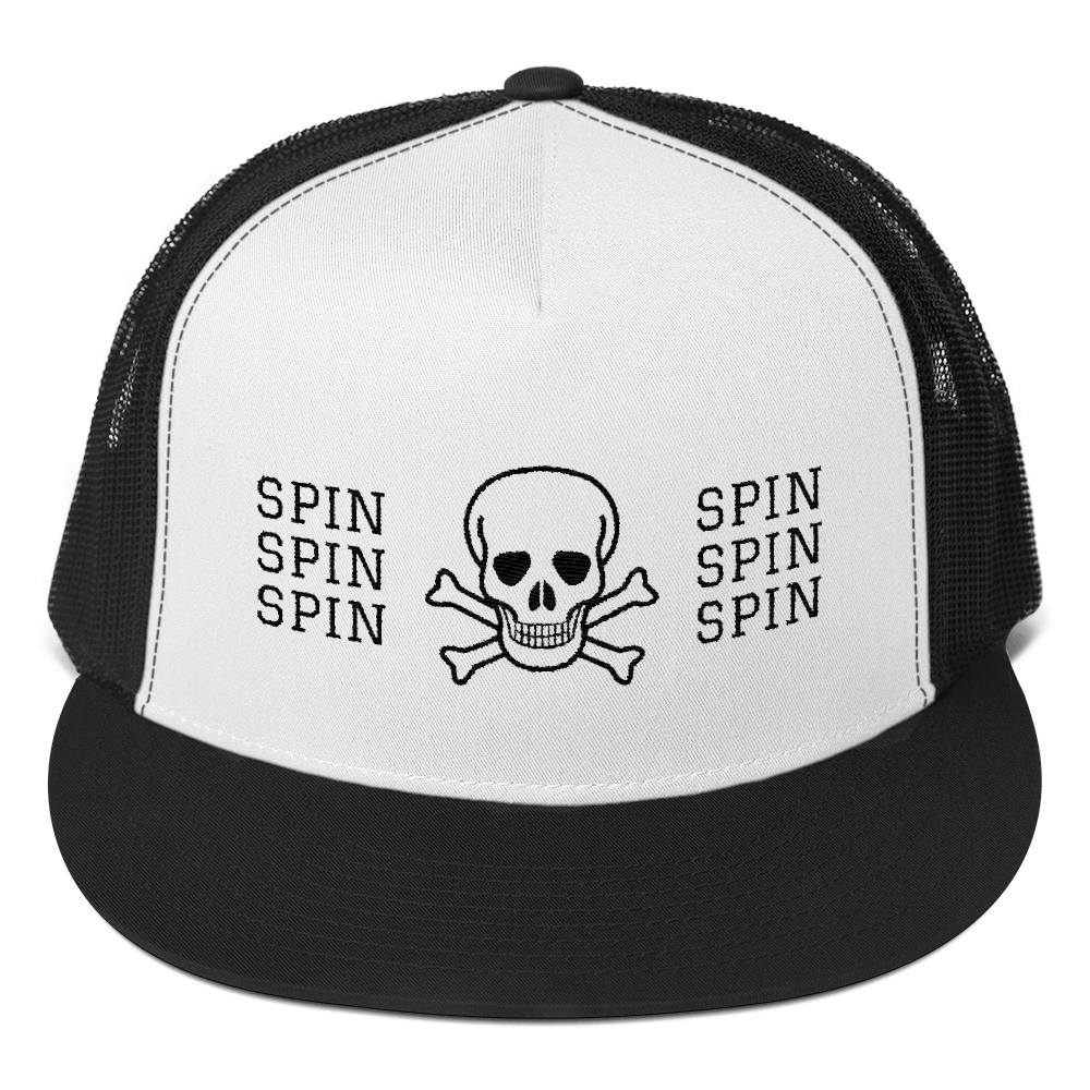 Image of SPIN Skull Trucker Hat Black