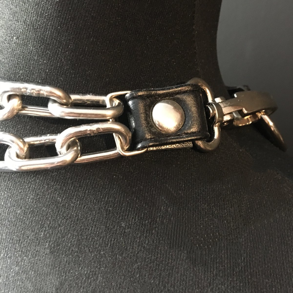 Posture necklace vegan leather and silver