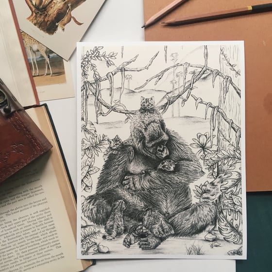 Image of Koko Love Gorilla Giclee Art Print | Gorilla Artwork | Gorilla Art Print | Animal Lover Gift 