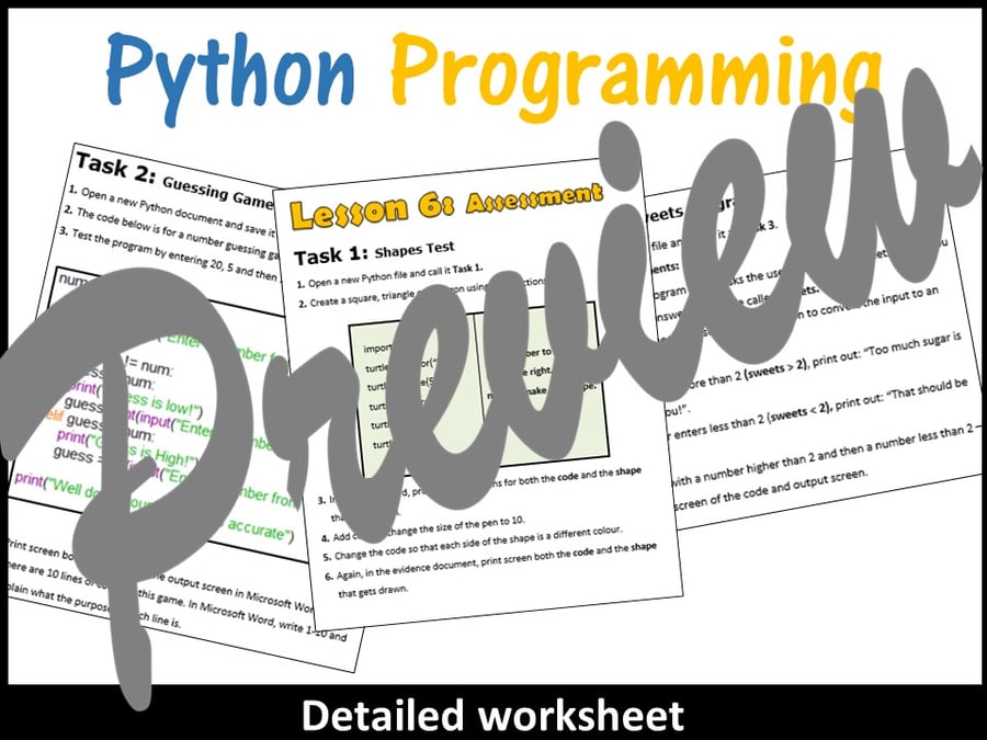Image of Python Coding (Making Shapes) – Independent Assessment (Skill Level: Beginner)