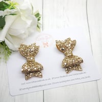 Image 3 of Gold Glitter Pigtail Bows