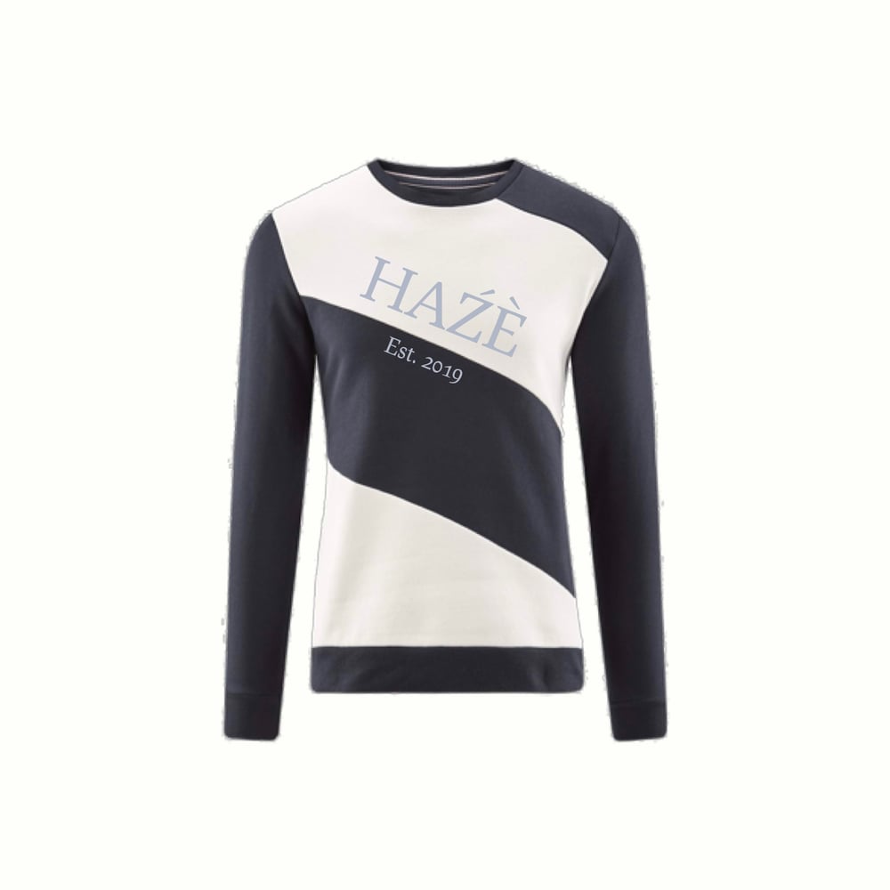 Image of HAŹÈ Contrast Crew Sweater Metallic Silver Lettering 