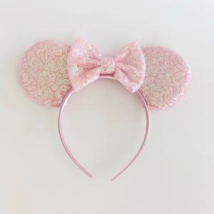 Image of Blush Iridescent Mouse Ears with Bows