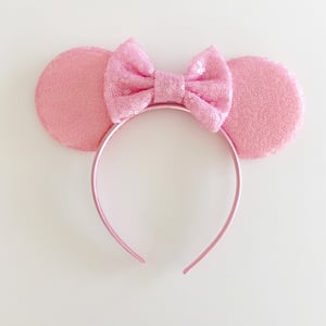 Image of Matte Blush Sequin Mouse Ears with Bow