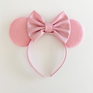 Image of Matte Blush Sequin Mouse Ears with Bow