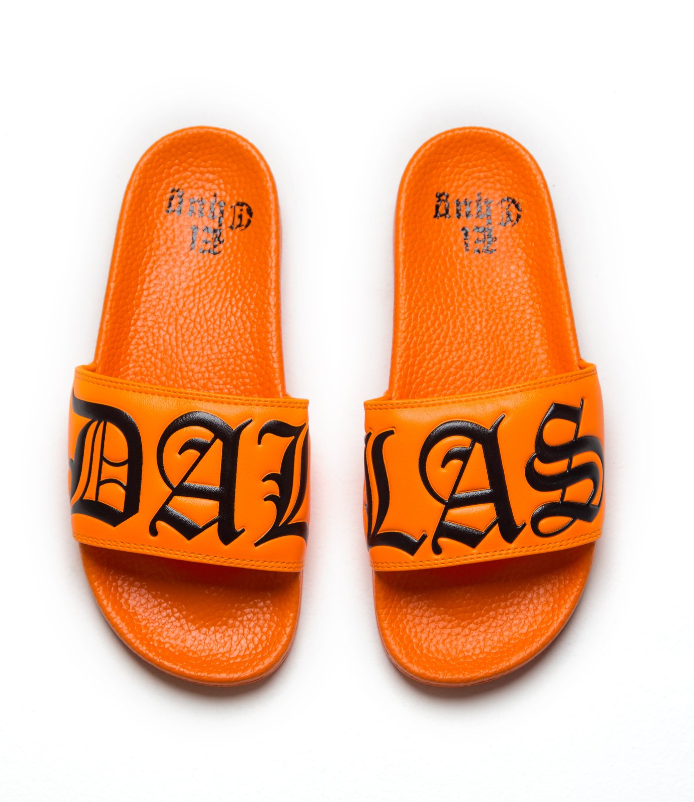 orange leather slides