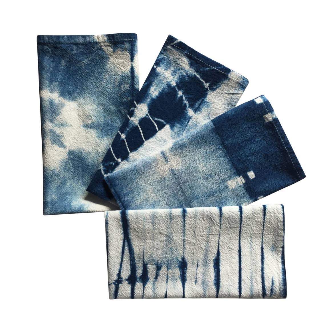 Linen Cotton Blend Napkins or Placemats  Set of 4   approx 13 x 17  Shibori Style Dyeing