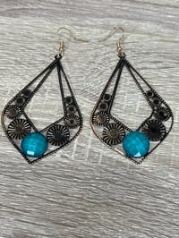 Image 3 of DIAMOND shape boho faux turquoise earrings 