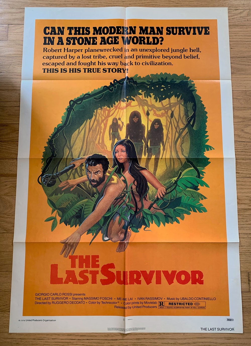 1978 THE LAST SURVIVOR aka JUNGLE HOLOCAUST Original U.S. One Sheet Movie Poster