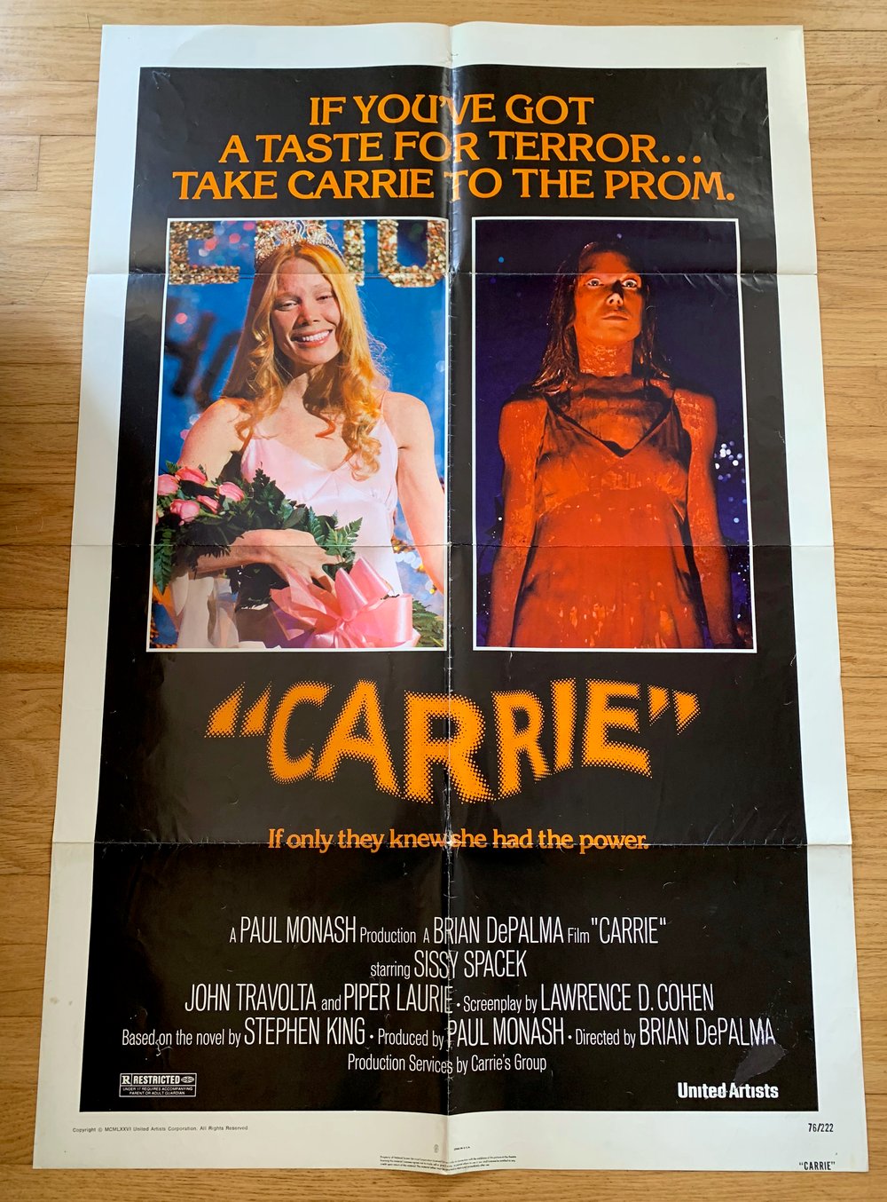 1976 CARRIE Original U.S. One Sheet Movie Poster